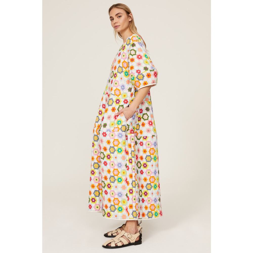Mira Mikati White Floral Crochet Maxi Dress with Multicolor Flowers - Picture 2 of 16
